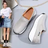 Sapatos casuais primavera tênis feminino apartamentos plataforma mocassins senhoras couro genuíno conforto cunha mocassins ortopédicos deslizamento em