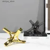 Outra decoração de casa Resina Artesanato Geométrico Hexágono Escultura Oca Dourada Estrela Dourada Estatuetas Decorativas Abstratas Acessórios de Decoração de Quarto Q240229