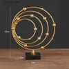 Other Home Decor Metal Crafts Circular Openwork Planet Golden Geometric Sculpture Metal Decorative Figurines Home Decoration Accessories Q240229