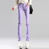 Calças de brim magros mulheres magros lápis jeans cores doces 2634 primavera verão estiramento calças coreano novo casual denim leggings calças algodão