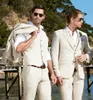 Abiti da uomo estivi in lino 3 pezzi per smoking da sposo da sposa Casual da spiaggia su misura Completo da uomo Giacca Gilet con pantaloni Fahion 240228