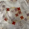 Designer-Schmuck, Luxus-Armband, Gliederkette, Vanca, vierblättriges Gras, fünf Blumen, für Damen, verdickt, 18 Karat Roségold, natürliches rotes Jademark, weißer Fritillaria-Achat R4HU