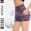 AL Damessport Yoga camouflageshorts Fitness Hoge taille Slank Sneldrogend Ademend Hoge elasticiteit Nylon Materiaal Broek Dames