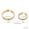 Creolen JeeMango Edelstahl 35/25mm Für Frauen Gold Farbe Zirkonia Wasserdichte Textur Geometrische Schmuck JE23152