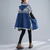 Cardigans Blue Grey Sticke Cardigan Women Batwing Sleeve Loose Vintage Cadigan Kimono tröja damer Asymmetriska stickade kläder Lång kappa