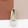 Zapatos de vestir Mujeres Pisos diarios Cross-Ated Square Toe Ladies Dulce Estilo Francés Elegante Ballet Mujer Soft Cowhide Slip On LoafersH24229