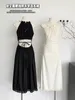Casual Dresses Summer Women French Fashion Design Halter Cutout Dress Maxi Evening Vintage Banquet Long Frocks Sexig Gyaru Prom Gown Coquette