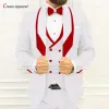 Takım Moda Siyah Takım Erkekler İnce Fit Resmi Düğün Prom Damat Smokin Tailormade Business Red Velvet Kuru Blazer Yelek Pantolon 3 Parça