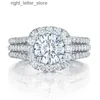 Anéis de casamento huitan feminino luxo deslumbrante redondo zircônia cúbica temperamento acessórios femininos anel de eternidade joias da moda 240229