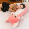 Coussins à grande taille kawaii chat roux renard en peluche jouet doux mignon animal poupée en peluche de lit de lit de lit long pour bébé cadeaux d'anniversaire de bébé