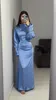 2024 새로운 도착 단순한 여자 파티 드레스 패션 솔리드 주름 긴 소매 하이 넥 우아한 레이디 맥시 드레스