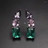 Boucles d'oreilles EYIKA Vintage 3 couleurs femmes déclaration multicolore Zircon cristal géométrique coloré fête bijoux cadeaux d'anniversaire