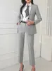 Mulheres vintage de alta qualidade terno escritório senhoras trabalho wear ol pantsuits formal feminino blazer jaqueta colete calças 3 peças conjunto 240226