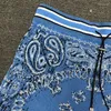 Men's Shorts Wysokiej jakości Vintage Paisley Print Men Cashmere Knitted Shortsembroided Drespant Club Club Blue