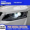 Lampa przednia światła do pracy w ciągu dnia Streamer Wskaźnik skrętu Sygnał dla SKODA OCTAVIA LED Zespół reflektorów LED 15-17 Akcesoria samochodowe