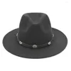 Bérets Mistdawn hommes femmes mélange de laine Panama chapeaux large bord Fedoras casquettes Costume casquette de fête avec bandeau noir taille 56-58 cm