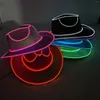 Berets Wireless Disco Glow LED Colorful Men's Cowboy Hat Bar Party Supplies Flashing Neon Light Knight Western