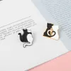 Cartoon Black White Cat Series Couple Brooches, Punk Style Animal Badges, Accessories, Clothes, Bags, and Buttons