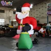 wholesale 10mH (33ft) Retail advertising inflatable standing Santa Claus carrying bag blow up cartoon Christmas character for party event decoration toys sport