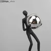 Andra heminredning Metal Hantverk Abstrakt Figur Skulptur Silver Ball Acrobatics Gymnast Metal Dekorativa figurer Rumdekoration Tillbehör Q240229