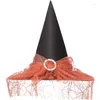 Bérets Halloween chapeau de sorcière avec voile fête de vacances Cosplay Costume luminaire adulte coiffure habiller enfant 39x35 cm