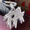 Hip Hop femmes hommes glacé bijoux personnalisés lettre Sterling Sier VVS Moissanite diamant nom pendentif Initial