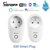 Kontrol Sonoff S26 R2 Plug Kablosuz Akıllı Soket WiFi E/FR Akıllı Fiş Enchufe Alexa Google Yandex Alice SmartThings için Ewelink Gücü