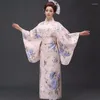 Vêtements ethniques Arrivée Femmes japonaises Original Yukata Robe Kimono traditionnel avec Costumes de danse Obi Performance Taille unique