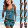 Pływanie zużycie żeńska dwuczęściowa set Monokini Women Tankini Tankini Szybkie stroje kąpielowe Drukowanie Bikini Letni garnitur kąpielowy kostium kąpielowy 240229