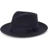 Baskar stora huvuden män vintage stil ull fedora hatt svart brun grå kaffe blå färg 6 cm grim fest klänning klassisk filt