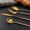 Ensembles 24 PCS / 6SET CUTLERY Set Table Valiseur de table de vaisselle Counons Couettes Set Forks en acier inoxydable