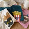 Jongens Brief Borduren T-shirt Kids Frieten Brood Gedrukt Korte Mouw Casual Tops 2024 Zomer Kinderkleding Z6892