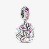 Nova chegada 100% 925 prata esterlina rosa coração família árvore balançar charme caber original europeu charme pulseira moda jóias 249y