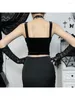 Kvinnors tankar 2024 Dark Velvet Mesh Patchwork Elegant Tank Tops Mall Gotic Eesthetic Buckle Women Crop Top Grunge Skinny Sheer Sexy Alt