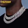 Iced Out Bling 19mm Cuban Chain Necklace Two Tone Color Rectangle CZ Cubic Zirconia Miami Necklaces Men Hip Hop Jewelry 240226
