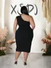 Femmes grande taille robe de soirée Sexy une épaule serré longue robe avec fente été élégant robes mi-longues en gros goutte 240220