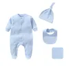 Sets Aangepaste Babynaam Pasgeboren Meisje/Jongen Coming Home Outfit Kraamcadeau Kleding Romper + Hoed + Slabbetjes + Handdoek 4 Stuks Katoen Pasgeboren Outfits