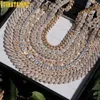 Iced Out Bling 19mm Cuban Chain Necklace Two Tone Color Rectangle CZ Cubic Zirconia Miami Necklaces Men Hip Hop Jewelry 240226