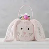 Sac de pâques à longues oreilles, panier de lapin de pâques en peluche douce, seau à visage de lapin mignon, sac à main de Shopping Portable en plein air