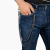 Porte-clés pantalon chaîne poche élégant Double bande jean pantalon accessoire pour hommes (noir)