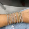 Disponibile 7~24 pollici 4,0 mm CZ diamante placcato oro bianco bracciale in argento sterling collana catena da tennis