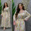 Vêtements ethniques Dubaï Abaya Luxe Femmes Musulmanes Diamants Floral Imprimer Manches Longues Maxi Robe Ramadan Arabe Jalabiya Kaftan Maroc Robe