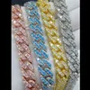 4 Colors for Options 12mm 16 18 20inch Gold Plated Ice Out CZ Stone Miami Cuban Chain Necklace Jewelry for Men Women324h