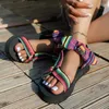 Sandalen Vrouwen 2024 Zomer Luipaard Print Strik Dikke Zool Gladiator Casual Comfortabele Platte Strand Schoenen Grote Maat 35-43