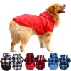 Giacche Plaid Felpa per cani di grossa taglia Abbigliamento per cani da compagnia per cani di taglia media Labrador Con cappuccio con tasca Costumi invernali caldi da pastore tedesco