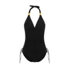 Women's Swimwear Women 2 Pieces Halter Tankini Bathing Suits Tummy Control V Neck Drawstring Tops With Bikini Bottom Female