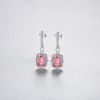 Boucles d'oreilles Morganite en argent sterling S925 avec micro-ensemble de pierres précieuses en zircon pour femmes coréennes, boucles d'oreilles pendantes, bijoux de fête de mariage, cadeau de Saint-Valentin SPC