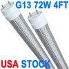 4FT LED T8 Type B Tube Lights, 72W(120W Equivalent), 7200LM, 6000K, Double End Powered, Ballast Bypass, 4 Foot T10 T12 Fluorescent Bulbs Replacement, Cabinet crestech