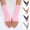 Genouillères Manches tricotées Bracelet sans doigts Accessoires de vêtements Bras chaud Automne et hiver Étudiants Gants demi-doigts féminins