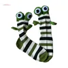 Women Socks Fashion Harajuku Y2K Colorblock Striped Cotton For Novelty Funny 3D Animal Eyes Ribbed Knit Middle Tube